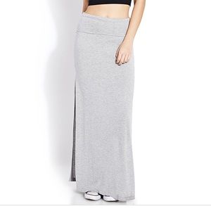 Grey Maxi Skirt with Slit